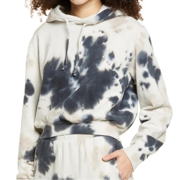 AFRM Sweaters - AFRM Black and Cream Tie-Dye Hoodie
